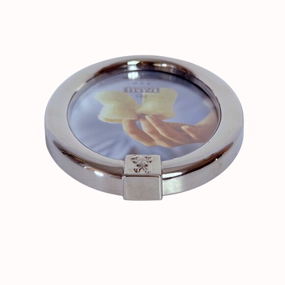 Burnes Of Boston Picture Frame Oval Sleek Silver Plated Photo 4" X 6" Bunny Baby - Picture 7 of 14